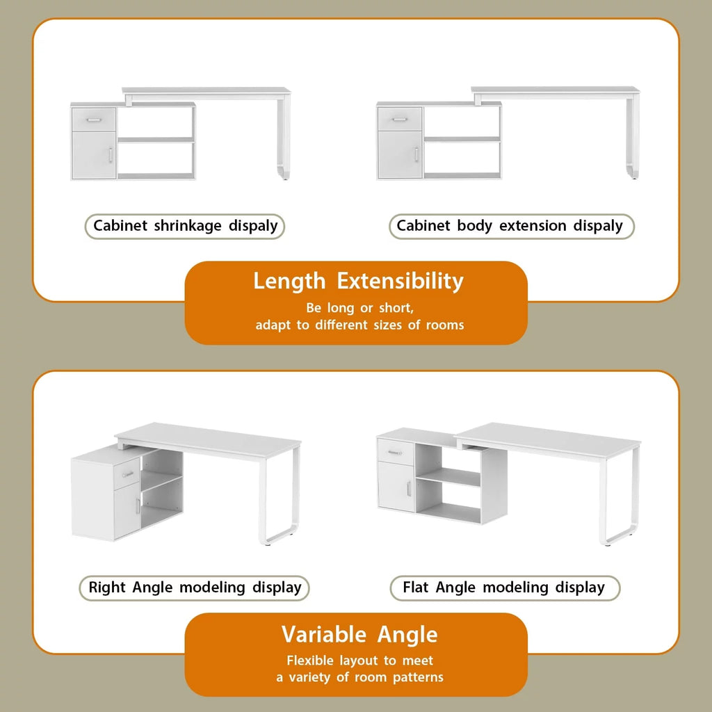 55" L Shaped Storage Computer Desk G898150