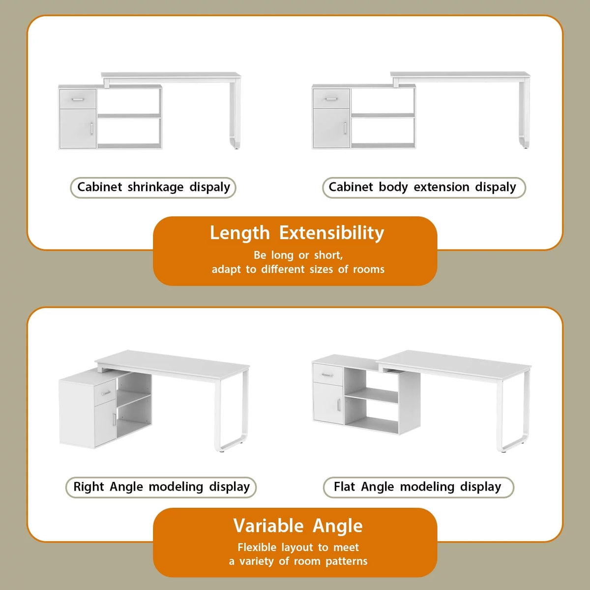 55" L Shaped Storage Computer Desk G898150