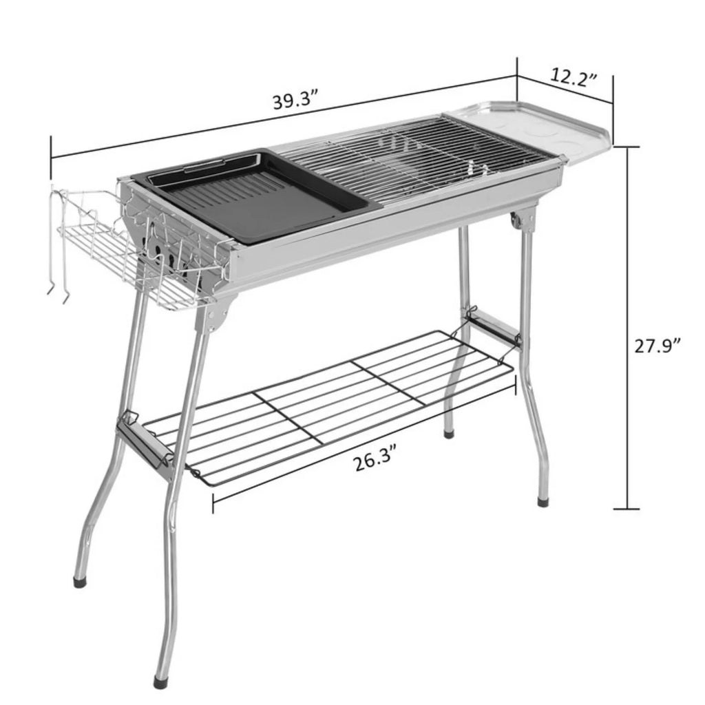 Portable Charcoal BBQ Grill 39.37 x 12.2 x 27.95 inch Q575528