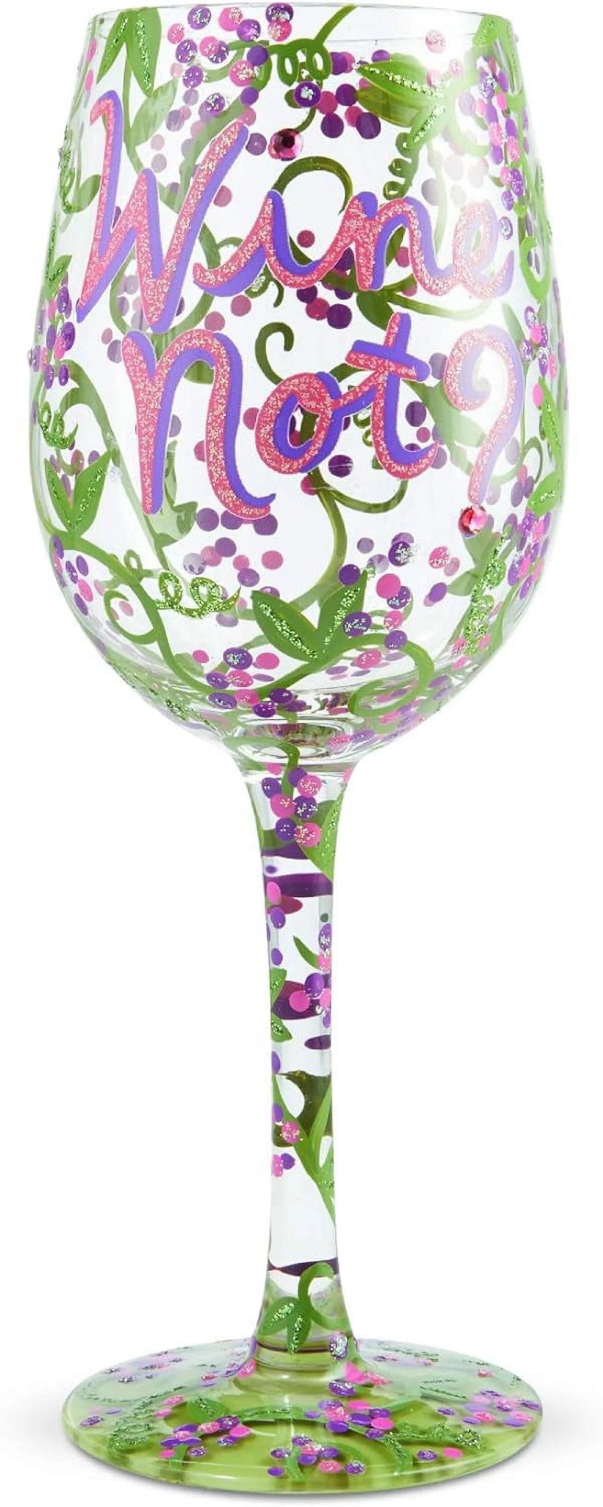 Hand-Painted Artisan Wine Glass, 1 Count, Multicolor P1841
