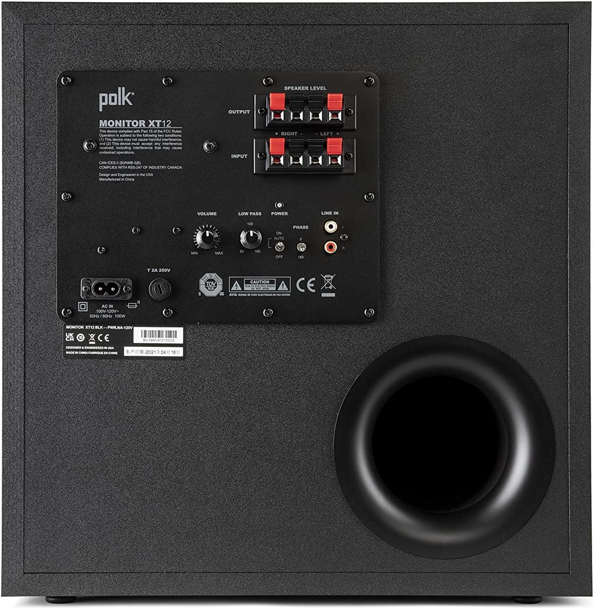 Powered Sub with 12 Dynamic Balanced Woofer & 100W Amplifier, Midnight Black O703