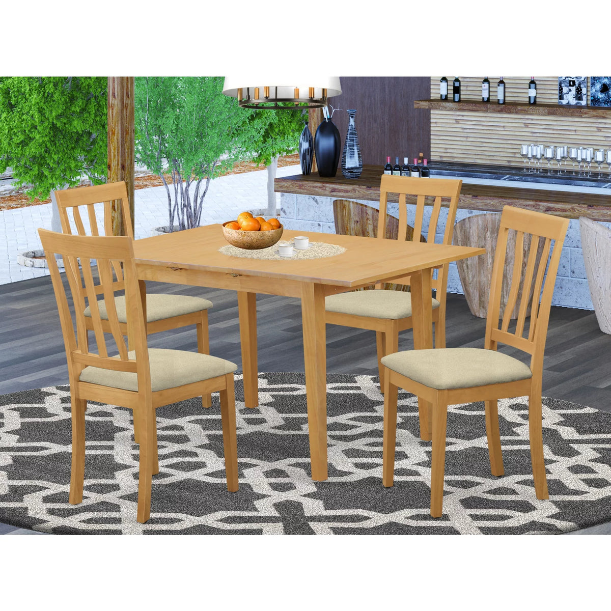 5 Pc Dining Table and 4 Chairs W9173