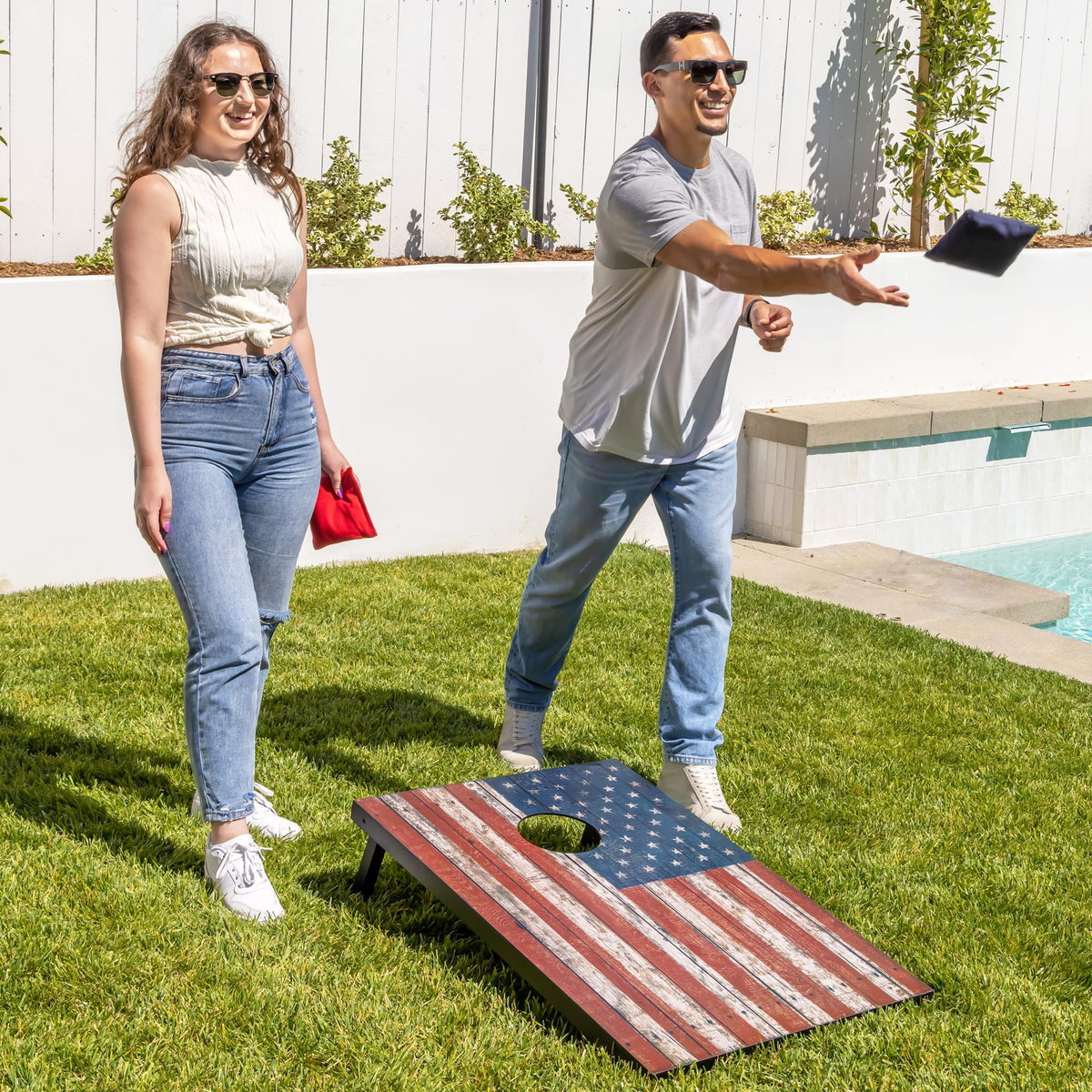 American Flag Cornhole Set with 8 Bean Bags X333