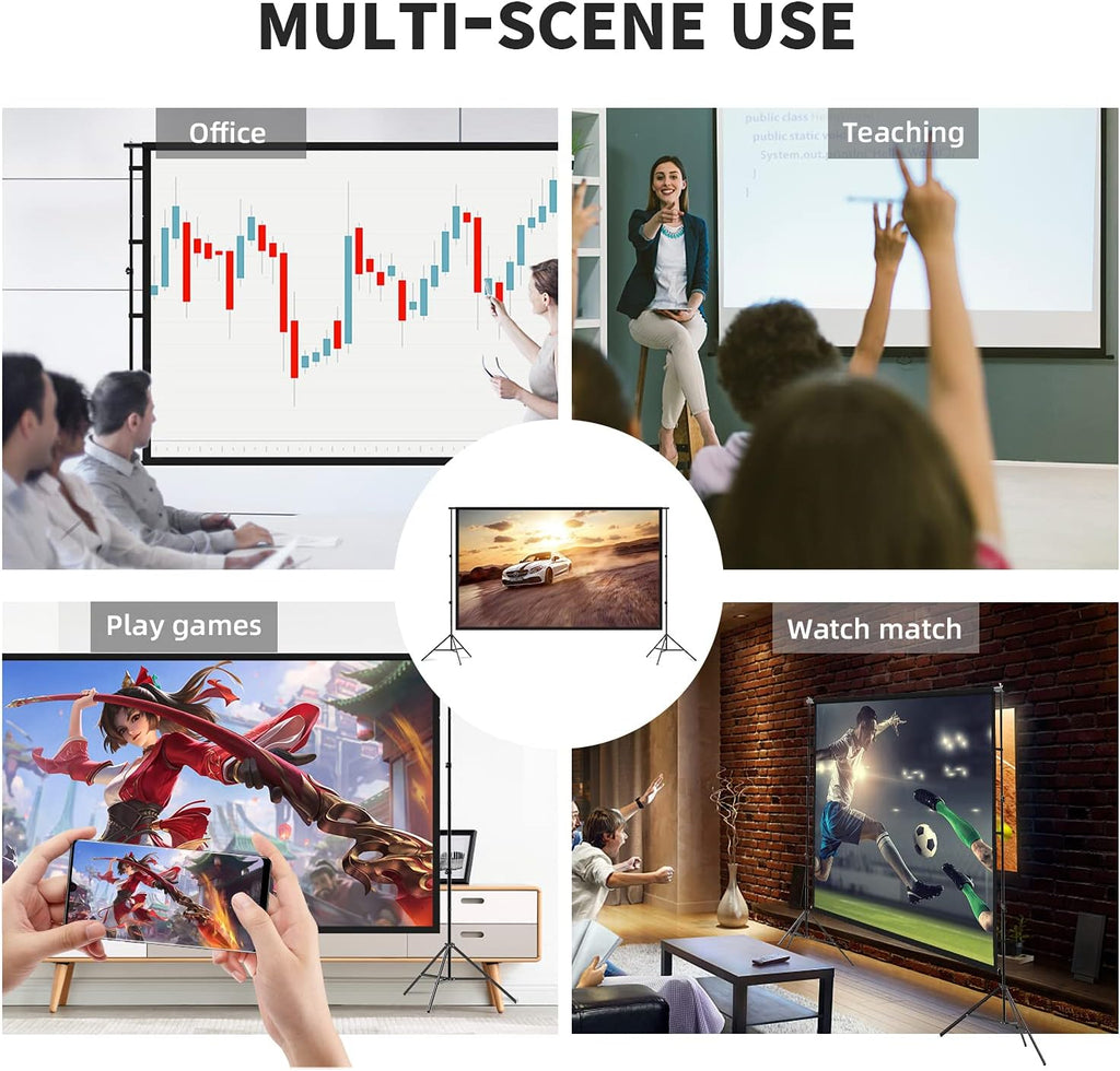 150 inch Portable 16:9 4K HD Projector Screen and Stand with Carry Bag V953