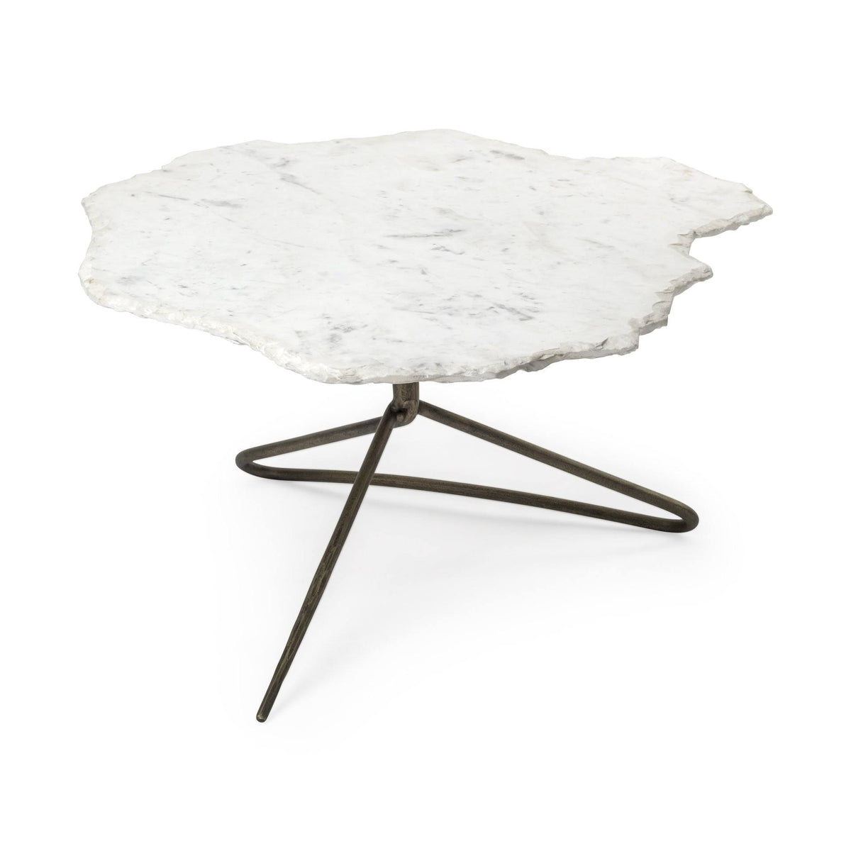 White Marble Top Gold Metal Base Coffee Table L884