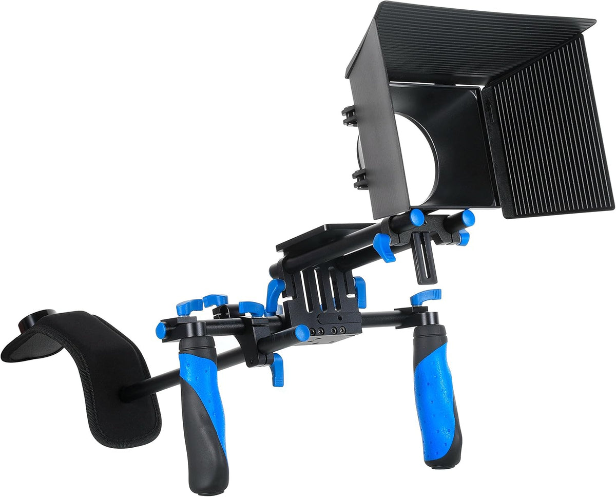 DSLR Rig Video Camera Shoulder Mount Kit with Follow Focus, Matte Box, Top Handle and Support Cage A890105