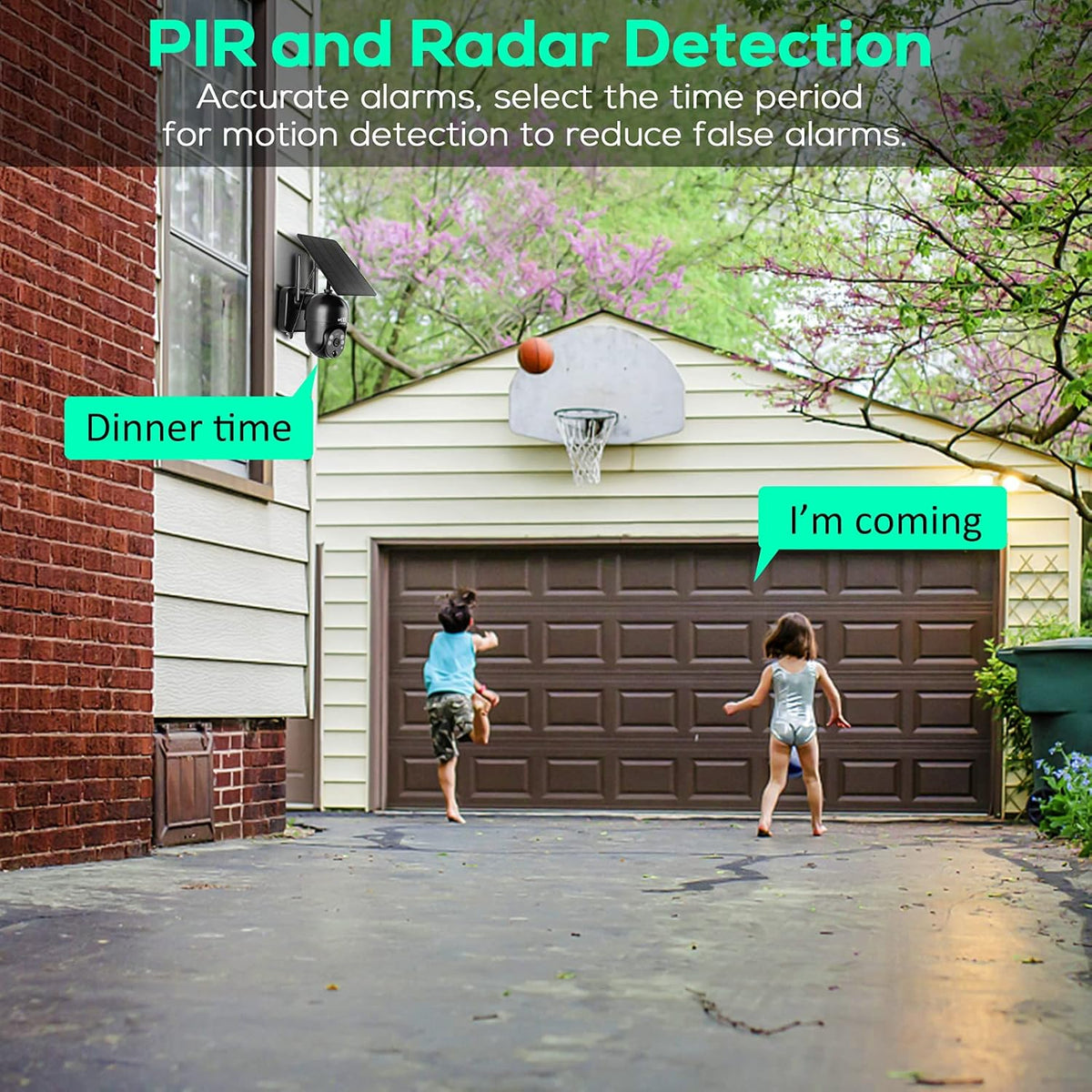 Solar Panel Security Surveillance Camera Outdoor Wireless 2.4g WiFi 360° PTZ Battery Spotlight Color 1080p Night Vision PIR Motion Detection 2-Way Audio Siren SD Cloud Storage IP65 Waterproof C730