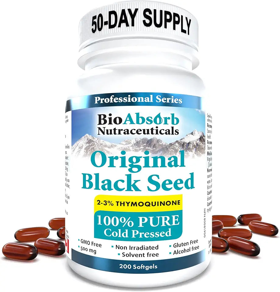 Black Seed Oil Cold Pressed Capsules 200 Softgels 500mg B679703