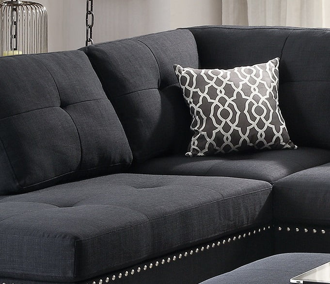 3 PCS L-Shaped Bonded Leather Sectional Sofa Set with Ottoman E498