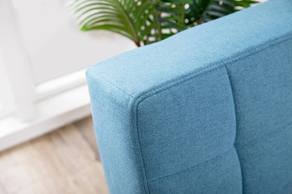 Blue Tufted Fabric Convertible Sofa Futon Y55178