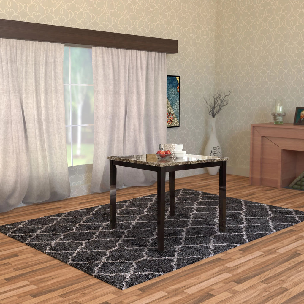 Wooden High Table Faux Marble Top Brown D768731