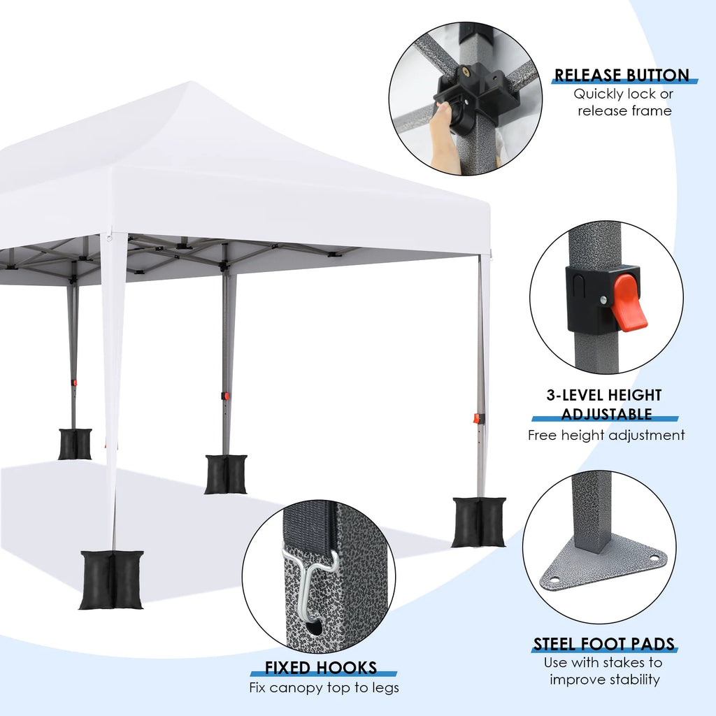 10' x 20' White Pop up Canopy Tent W6162