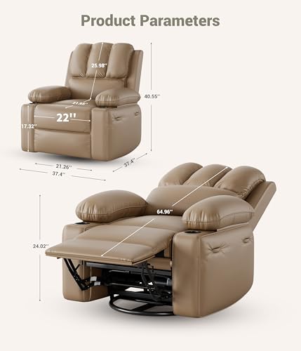 Oversized Grey Recliner Chair with Heat and Massage T2981
