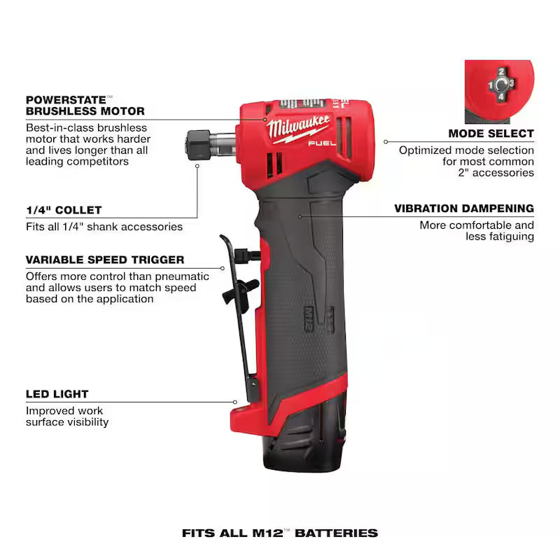12-Volt Lithium-Ion Cordless Right Angle Die Grinder Kit S65771