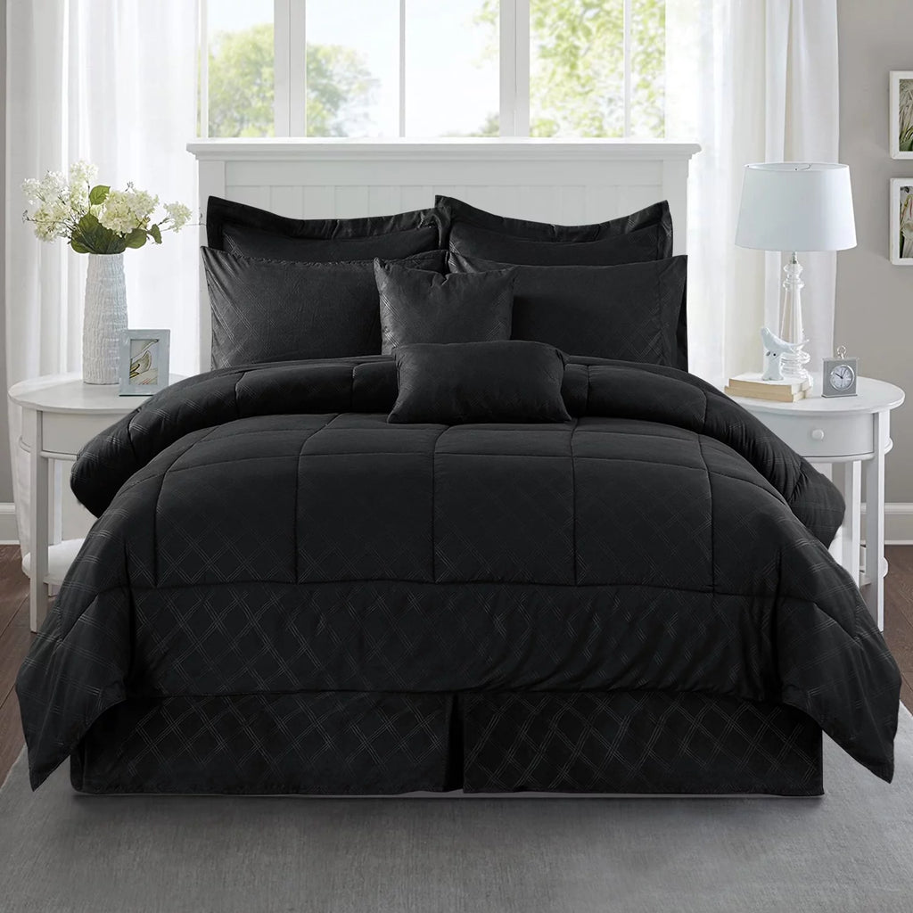 10 Piece Black King Bed in a Bag Comforter Set G7785