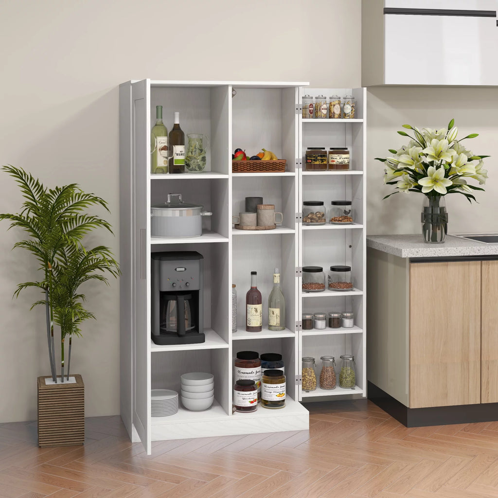 White 14-Tier Kitchen Pantry Storage Cabinet R6146