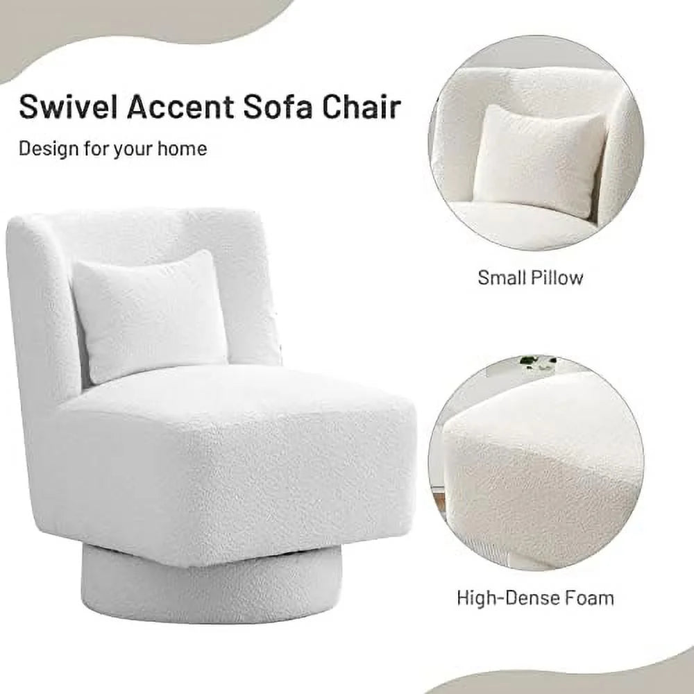 Swivel Barrel Boucle Chair with Pillow O5214