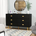 Mid-Century 6 Drawer Walnut Wood Dresser V259