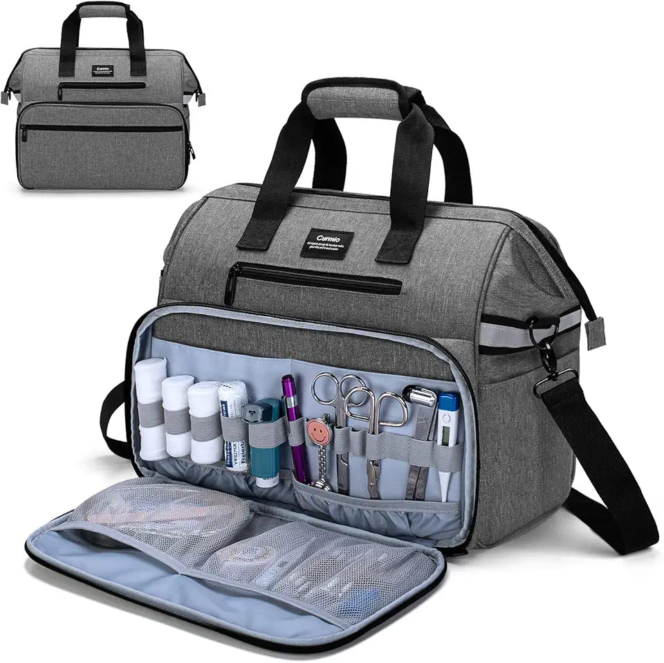 Gray Medical Supplies Bag with Padded Laptop Sleeve N841