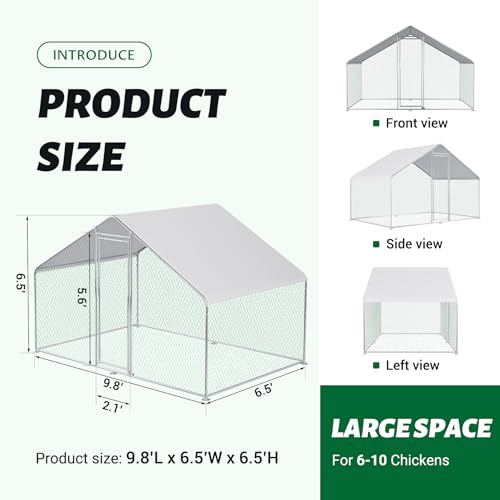 Large Metal Chicken Coop with Waterproof Cover Q7611