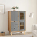 Brown and Gray Solid Wood Pine Highboard J3405