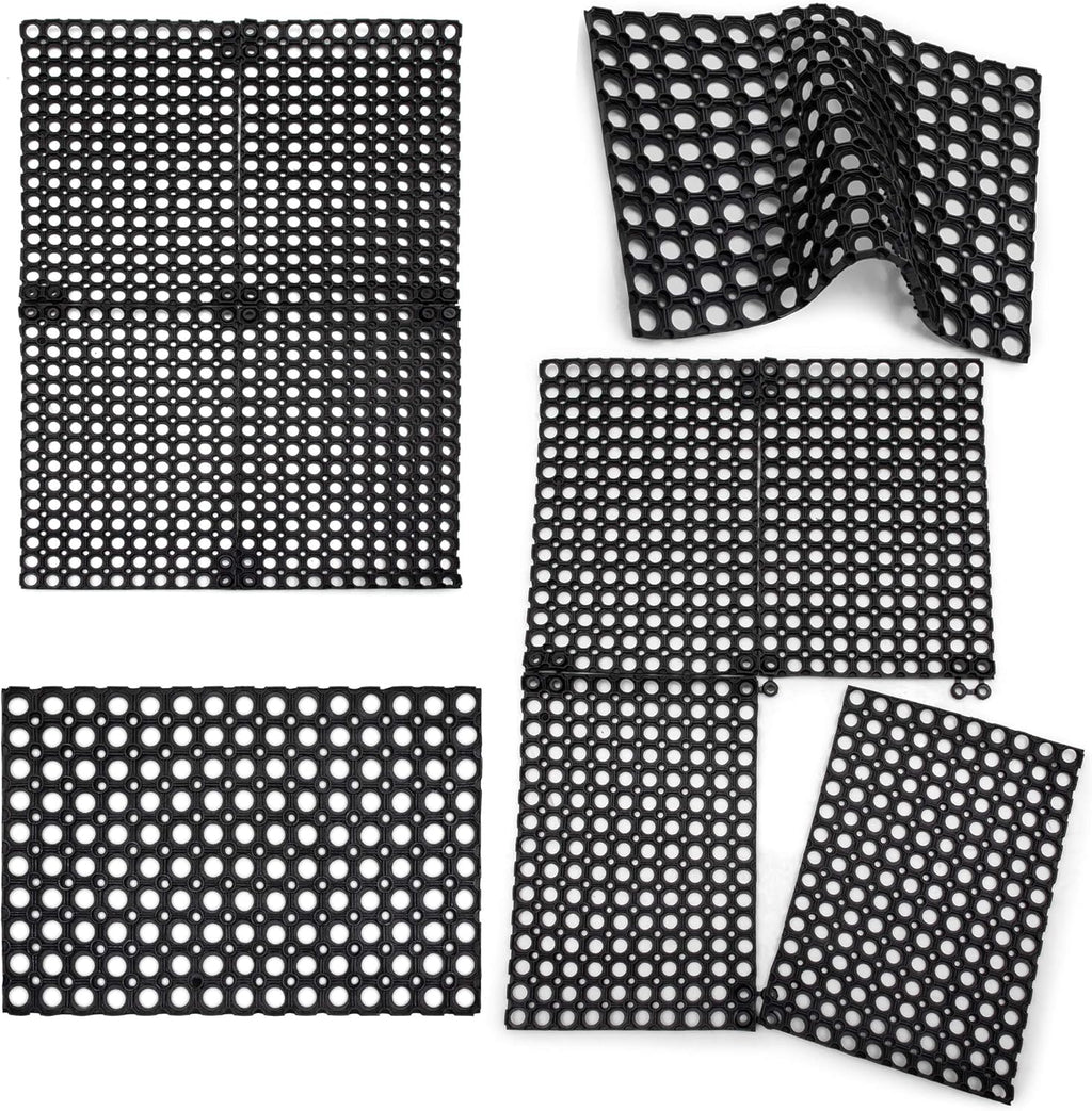 Interlocking Rubber Drainage Floor Mat 24 x 16 inches 12 Mats M3491