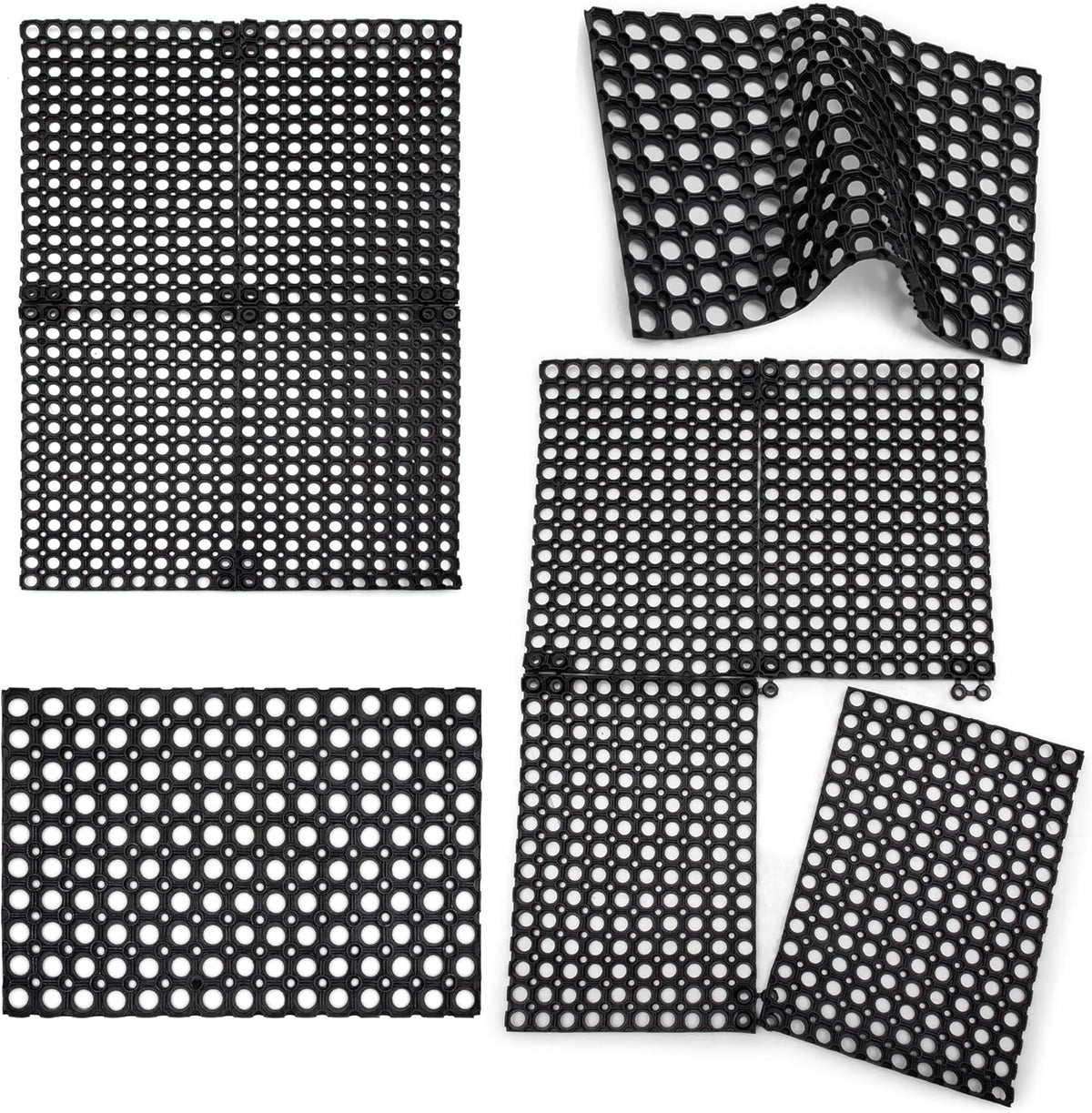 Interlocking Rubber Drainage Floor Mat 24 x 16 inches 12 Mats M3491