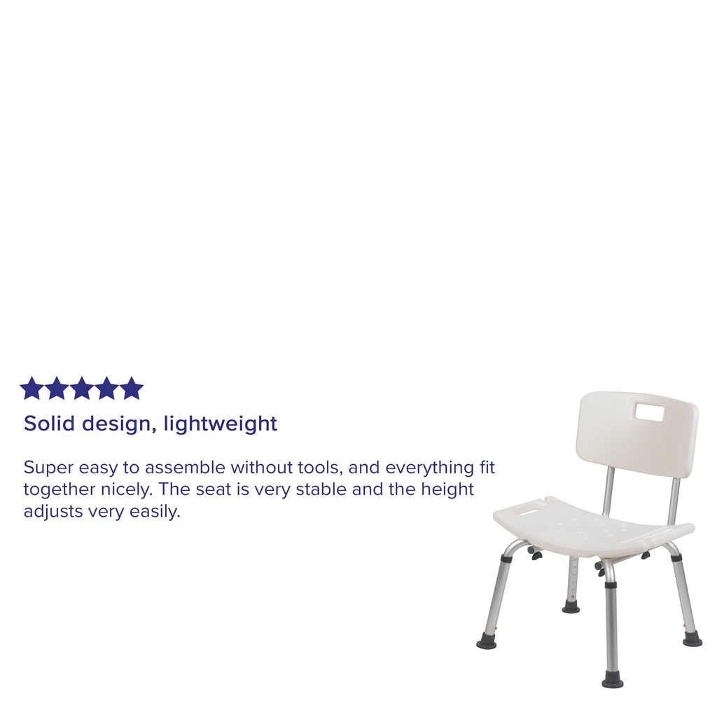 White Adjustable Bath & Shower Chair with Back W4587