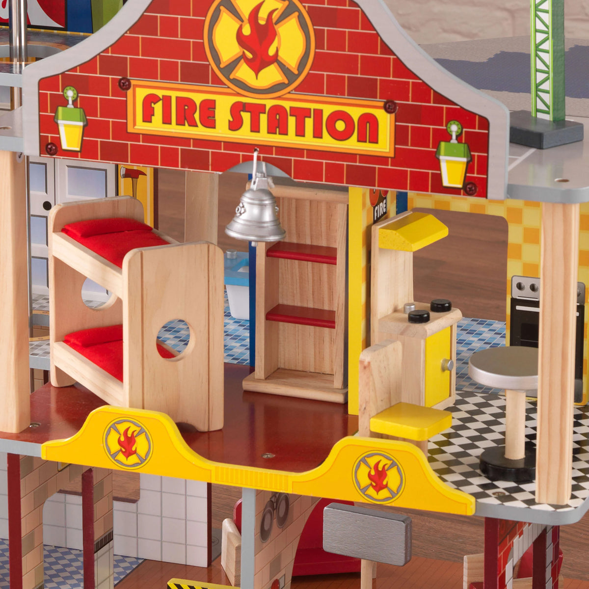Wood Rescue Play Set with Ambulance, Fire Truck, Helicopter & 27 Pieces V873