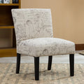 English Letter Print Fabric Armless Accent Chair U569