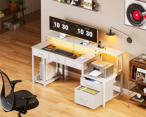 55 Inch Black Computer Desk with 3 Drawers Q456804
