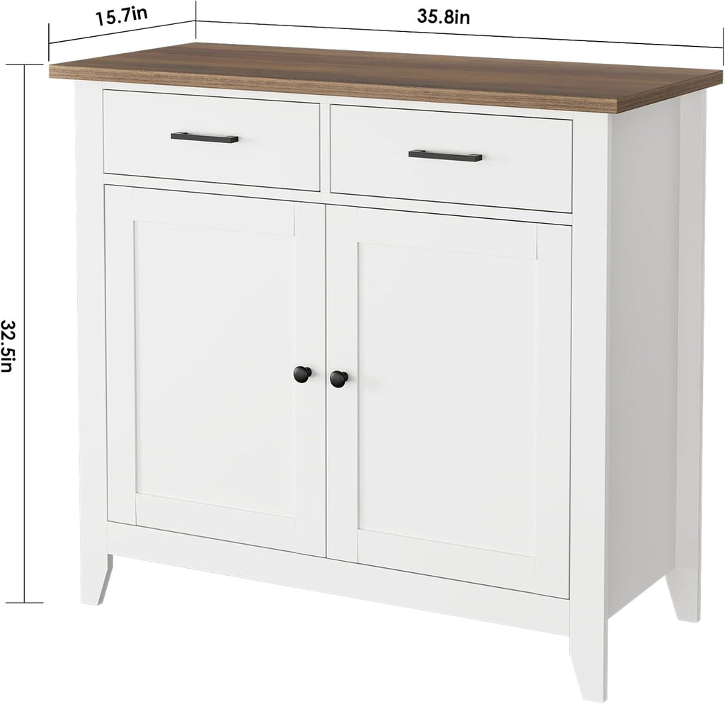 Ivory White Kitchen Storage Cabinet with Drawers and Doors X6916