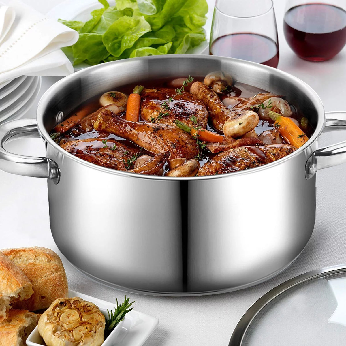 5-Quart Stainless-Steel Dutch Oven with Glass Lid B230450