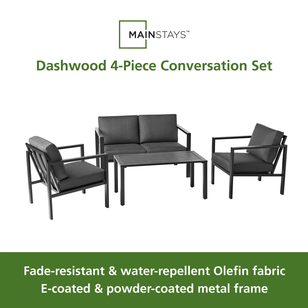 4-Piece Outdoor Patio Conversation Set, Seats 4, Gray M8802