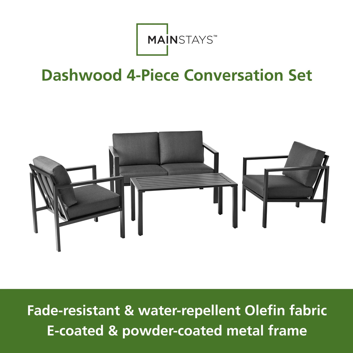4-Piece Outdoor Patio Conversation Set, Seats 4, Gray M8802
