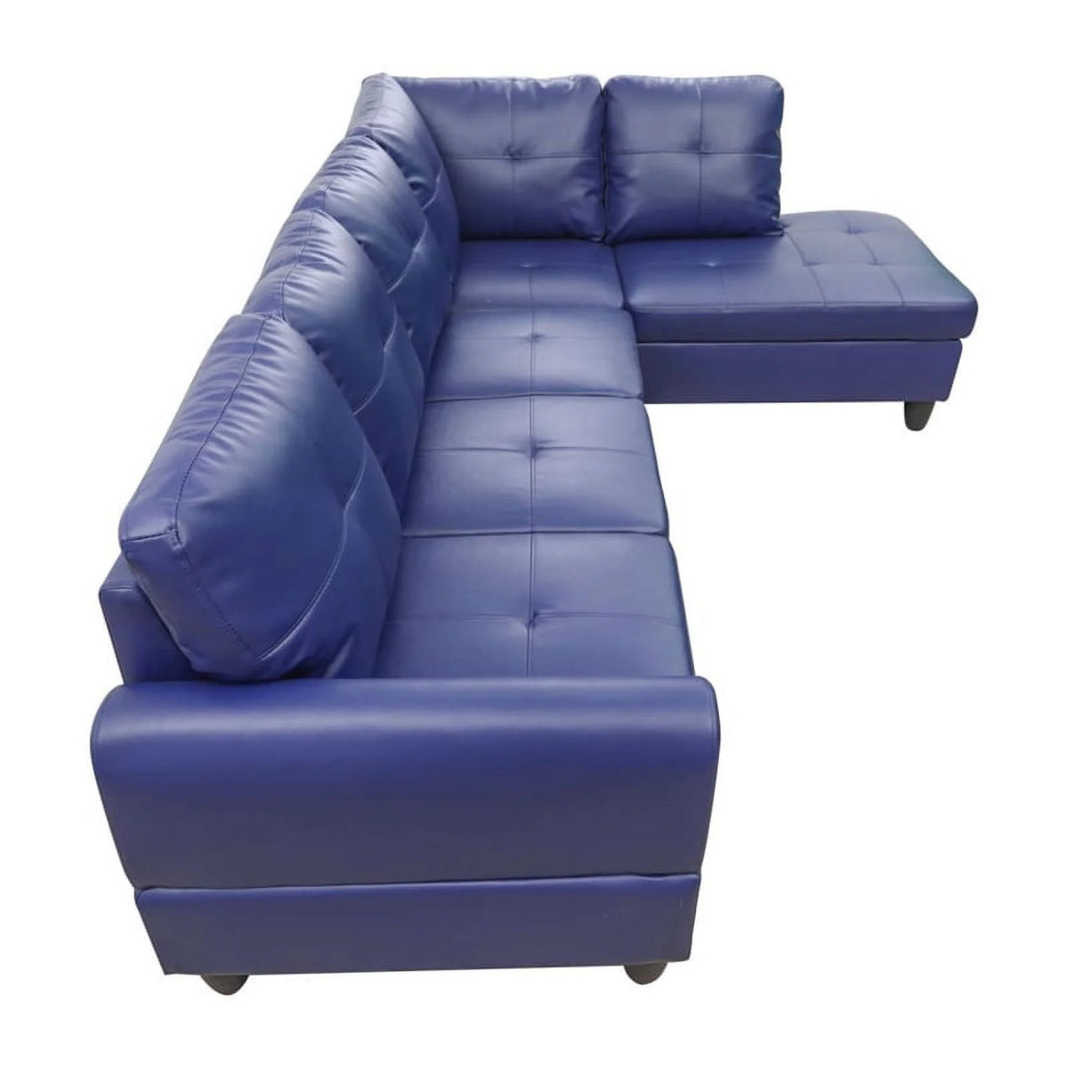Navy Blue Faux Leather Sectional S550
