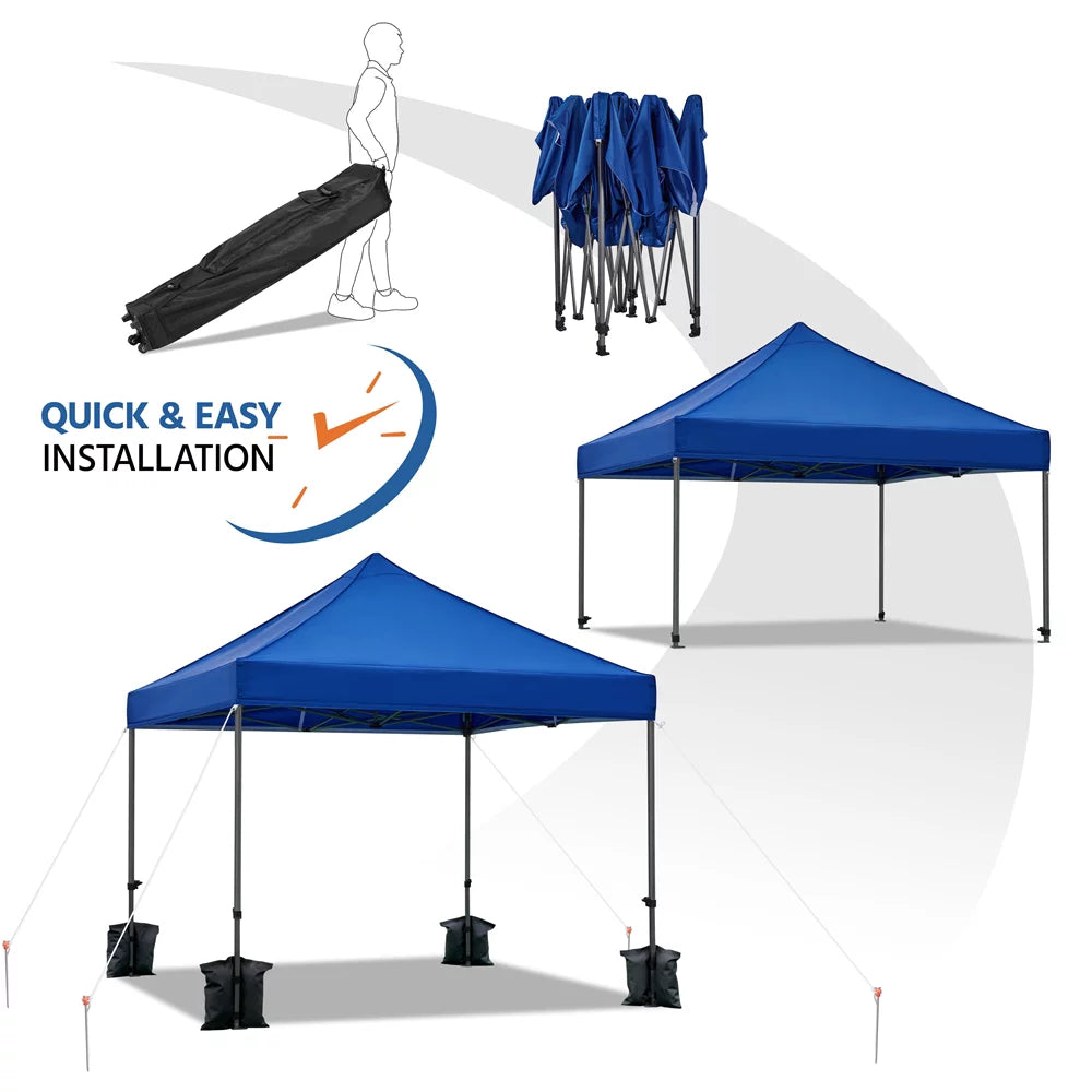 Adjustable 10' x 10' Pop-up Canopy with Wheeled Carry Bag, Blue S829750