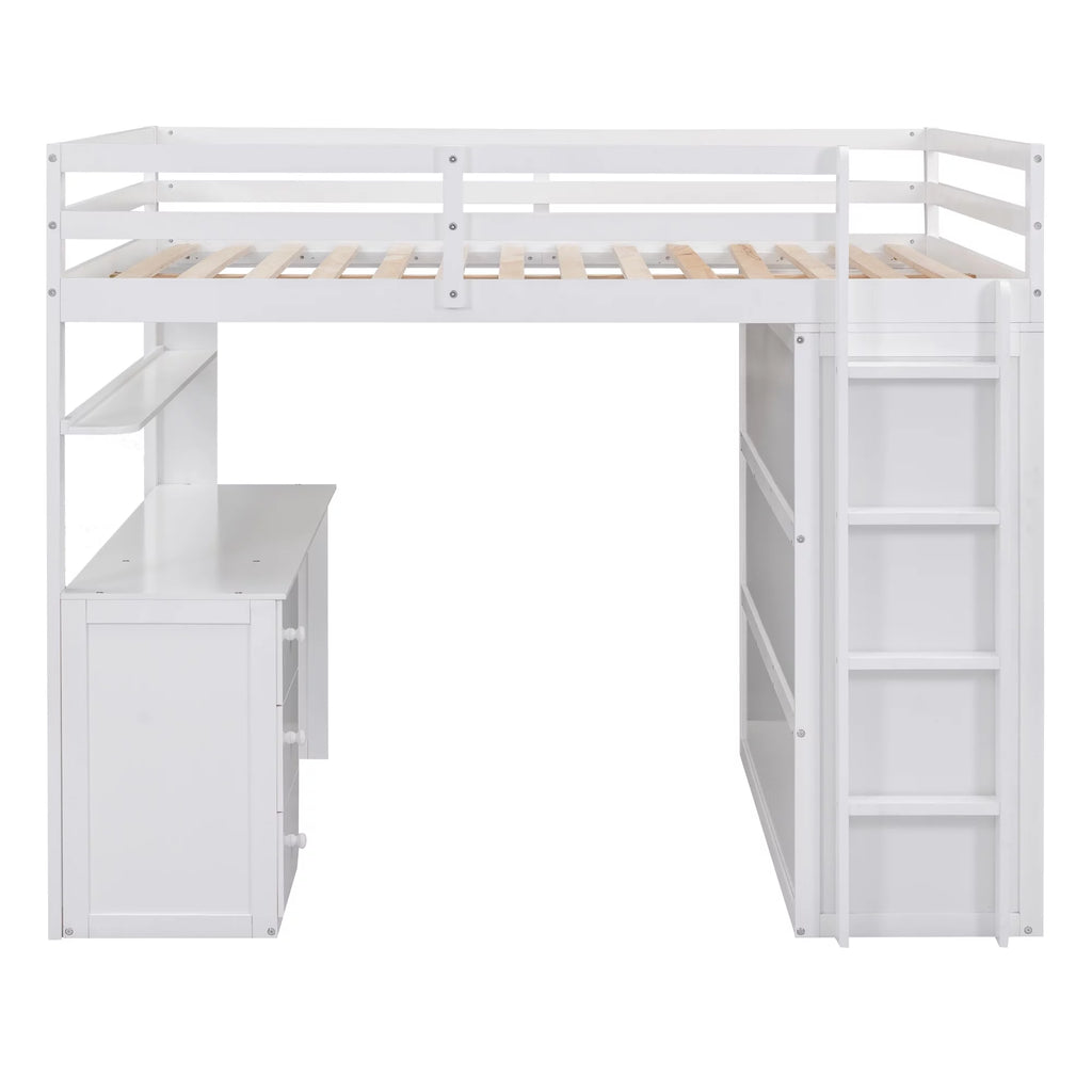 Full Size Wood Loft Bed with Desk and Storage K917312