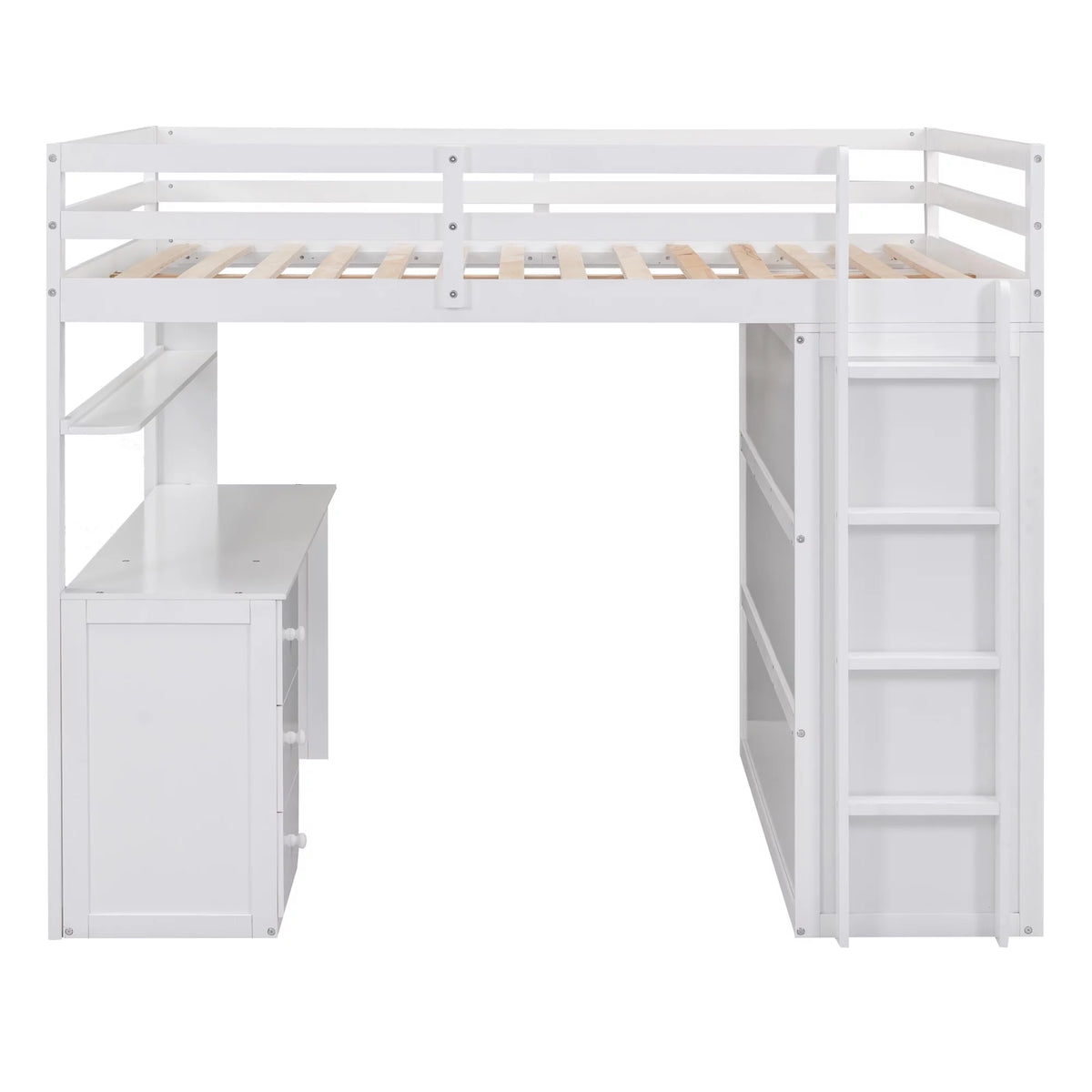 Full Size Wood Loft Bed with Desk and Storage K917312