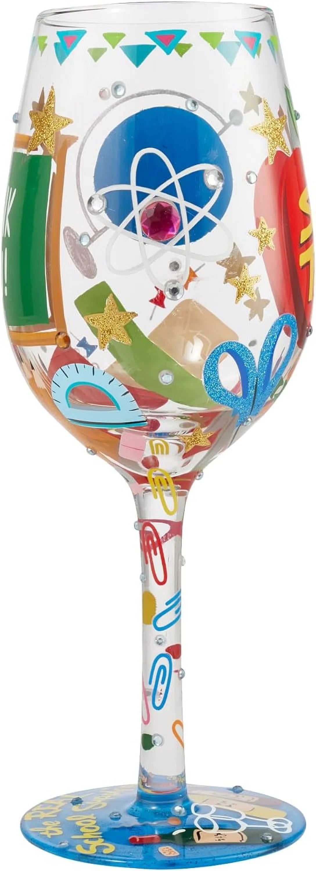 Hand-Painted Artisan Wine Glass 15 Ounce Multicolor T3617