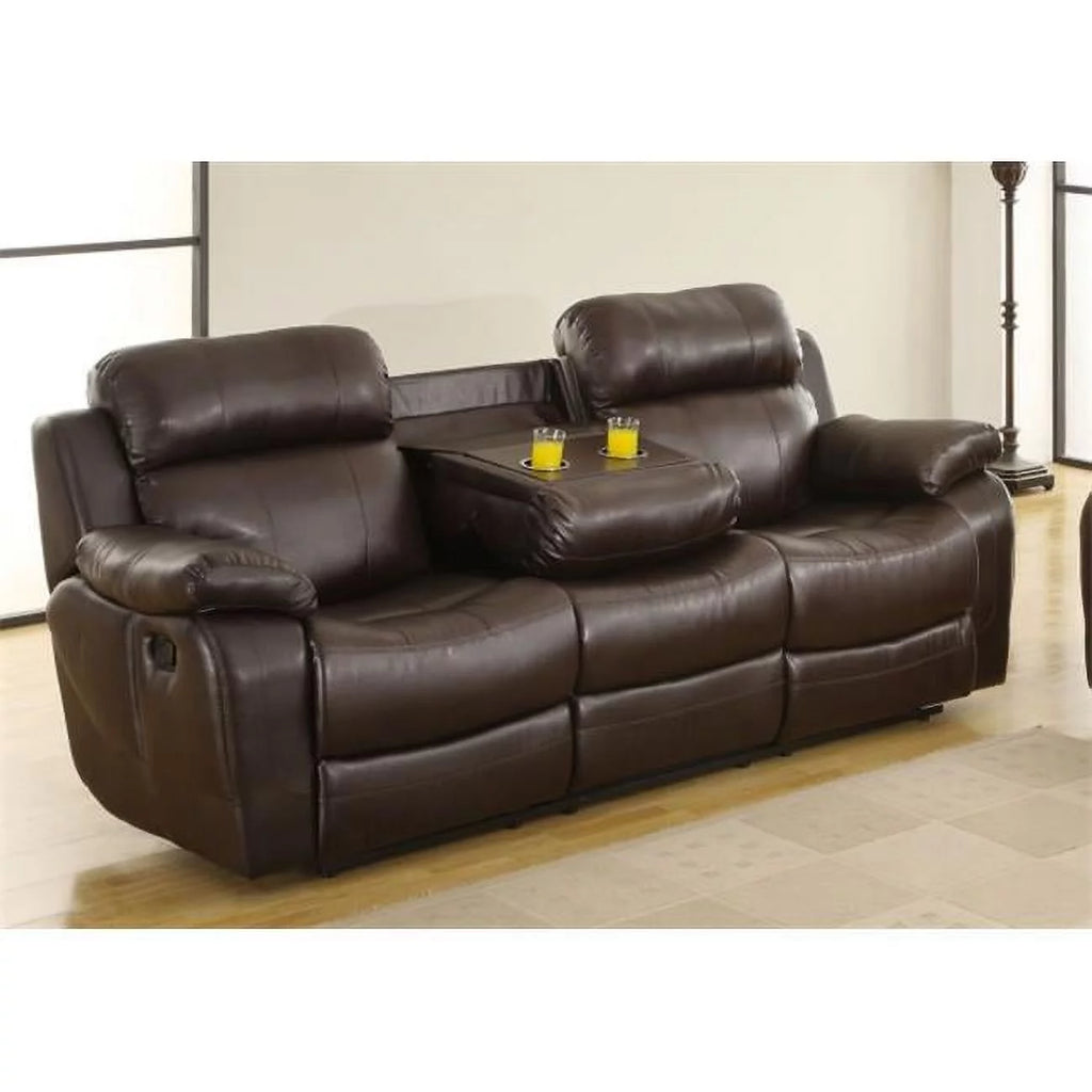 Brown Double Reclining Sofa with Cup Holders P656889