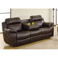 Brown Double Reclining Sofa with Cup Holders P656889