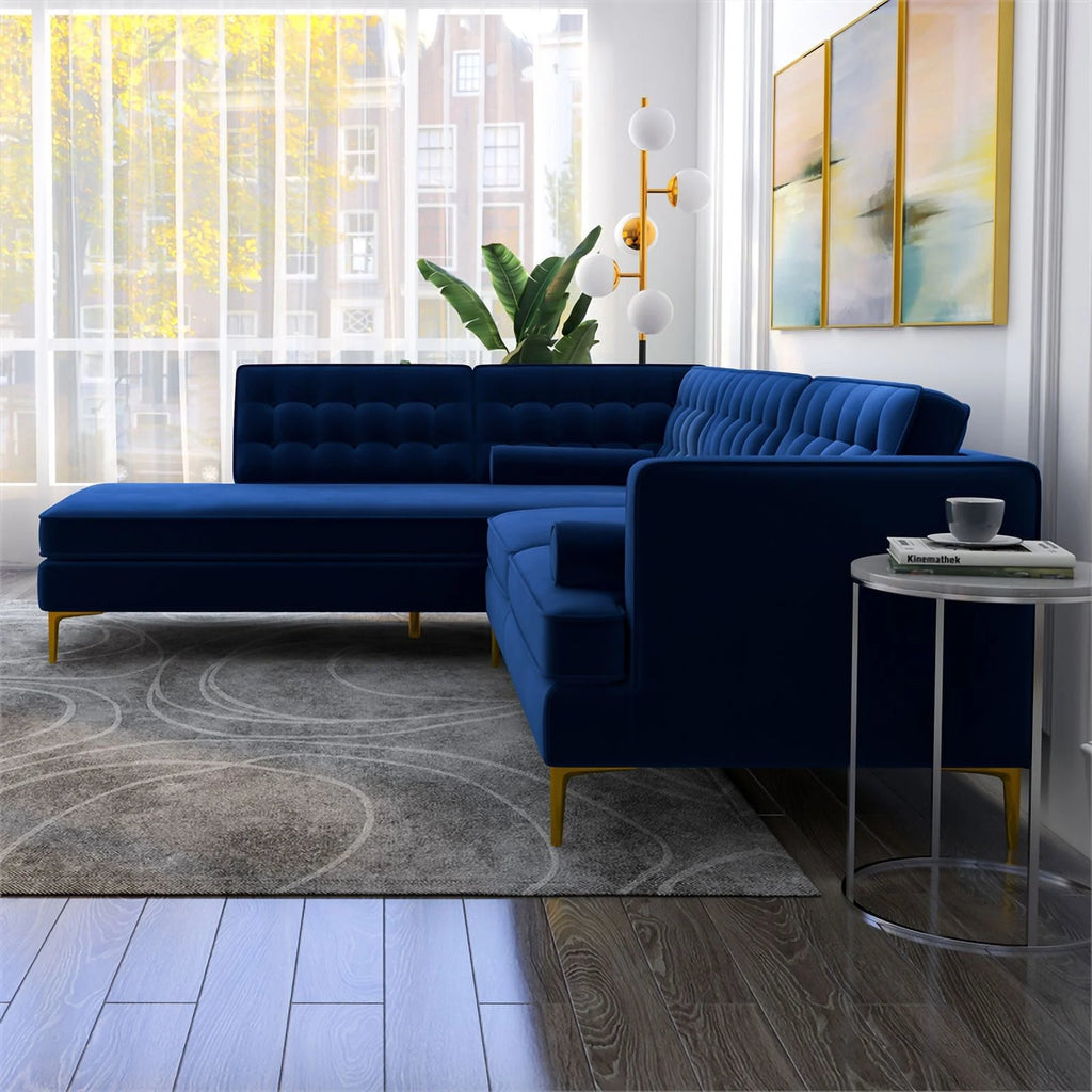 Blue Velvet Left-Facing Sectional E64442