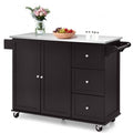 Black Kitchen Island with Stainless Steel Top O736