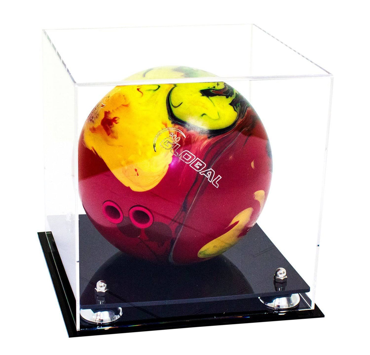 Clear Acrylic Bowling Ball Display Case with Silver Risers D6997