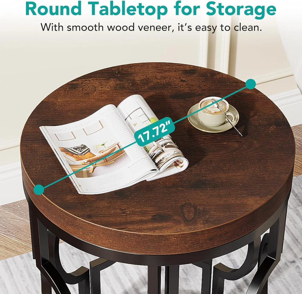 Round End Table with Metal Frame K6623
