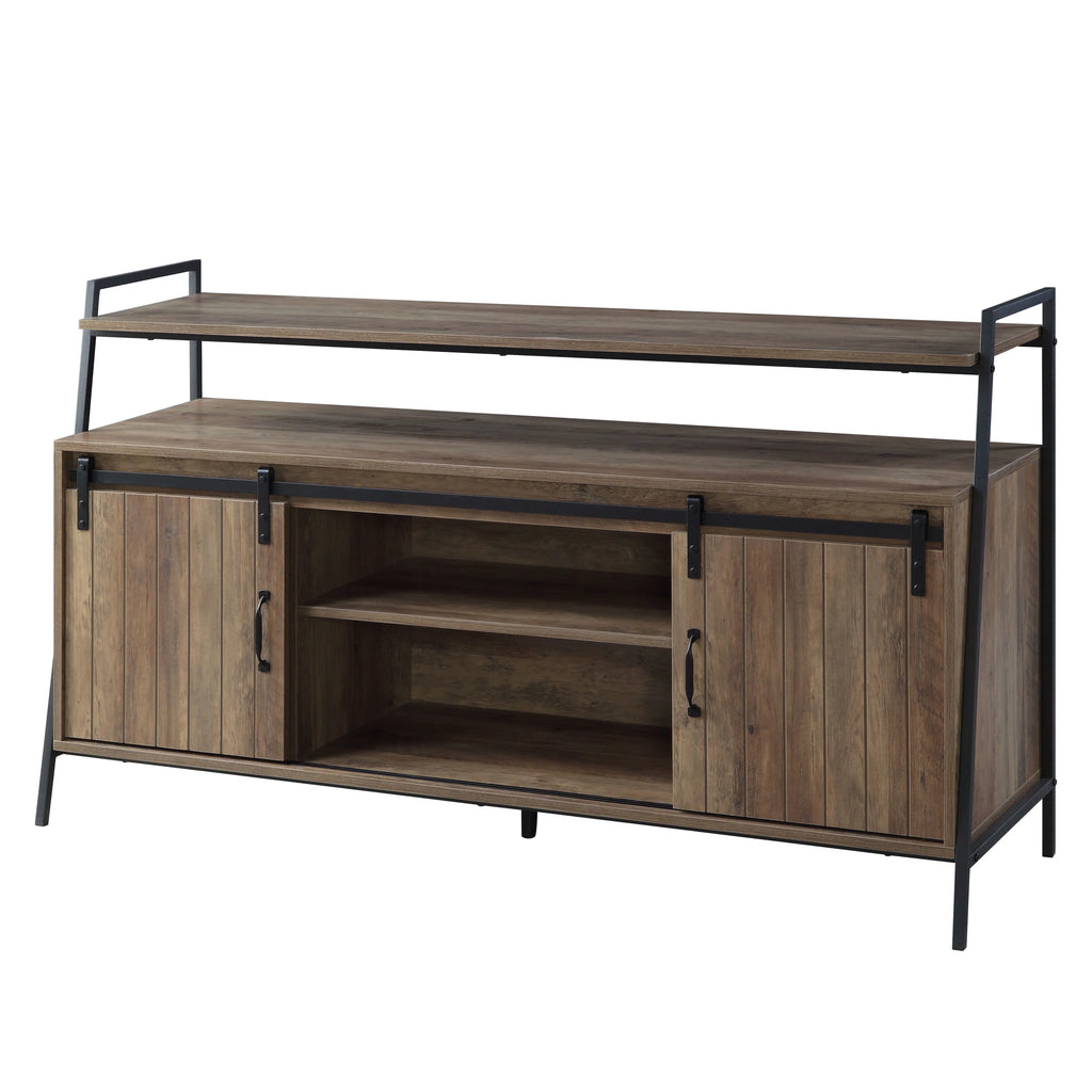 Rustic Oak Black TV Stand V3987
