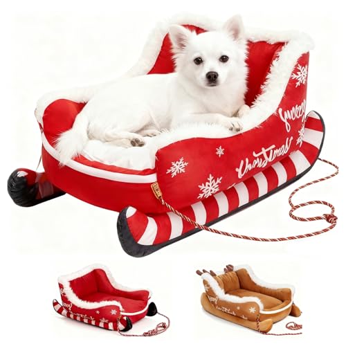 Red Small Washable Plush Dog Bed M880954