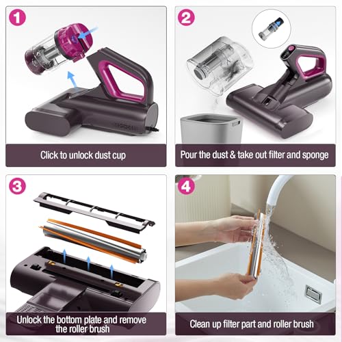 Black 17Kpa 650W Corded Mattress Vacuum Cleaner H12536