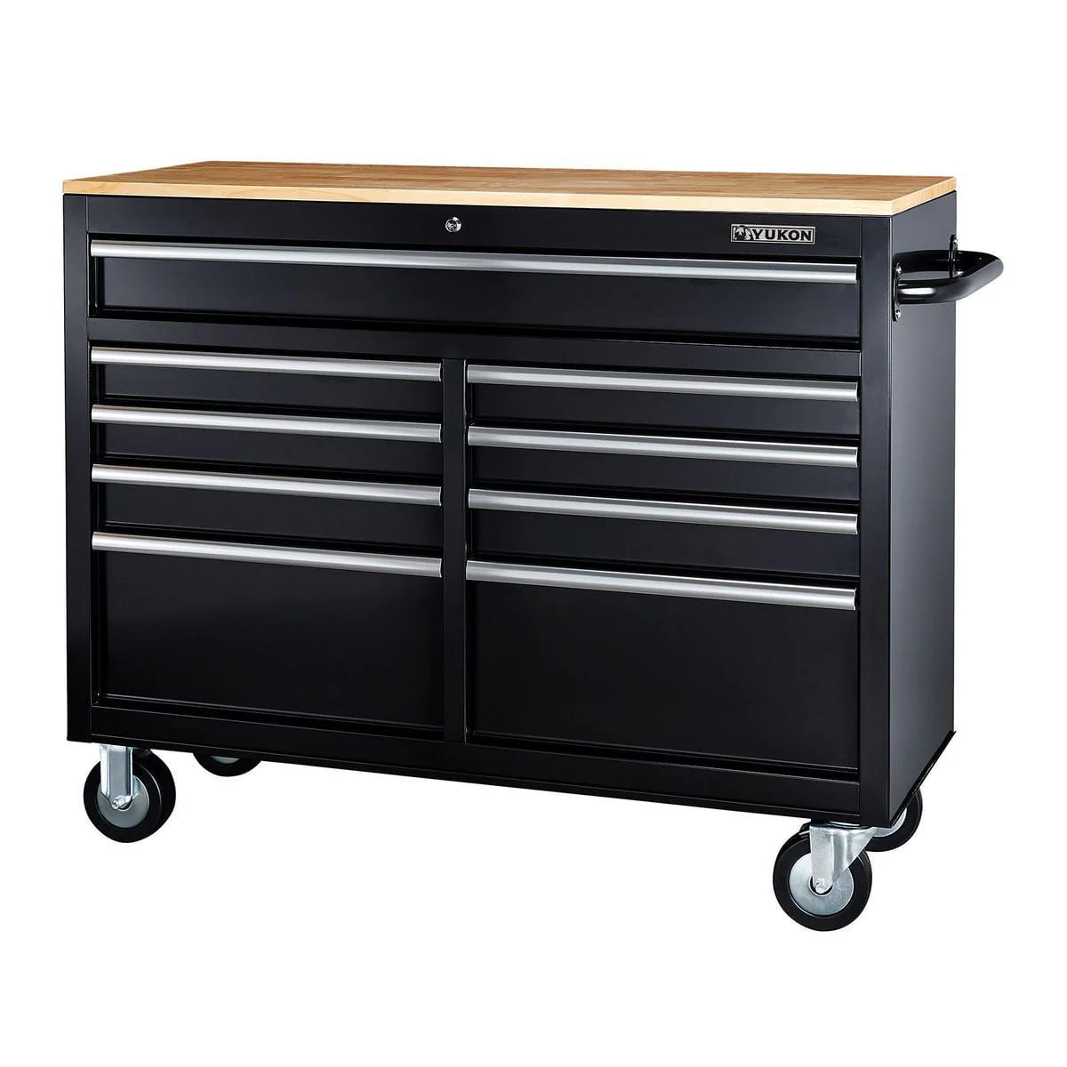 Black 9-Drawer Mobile Storage Cabinet with Solid Wood Top U5425